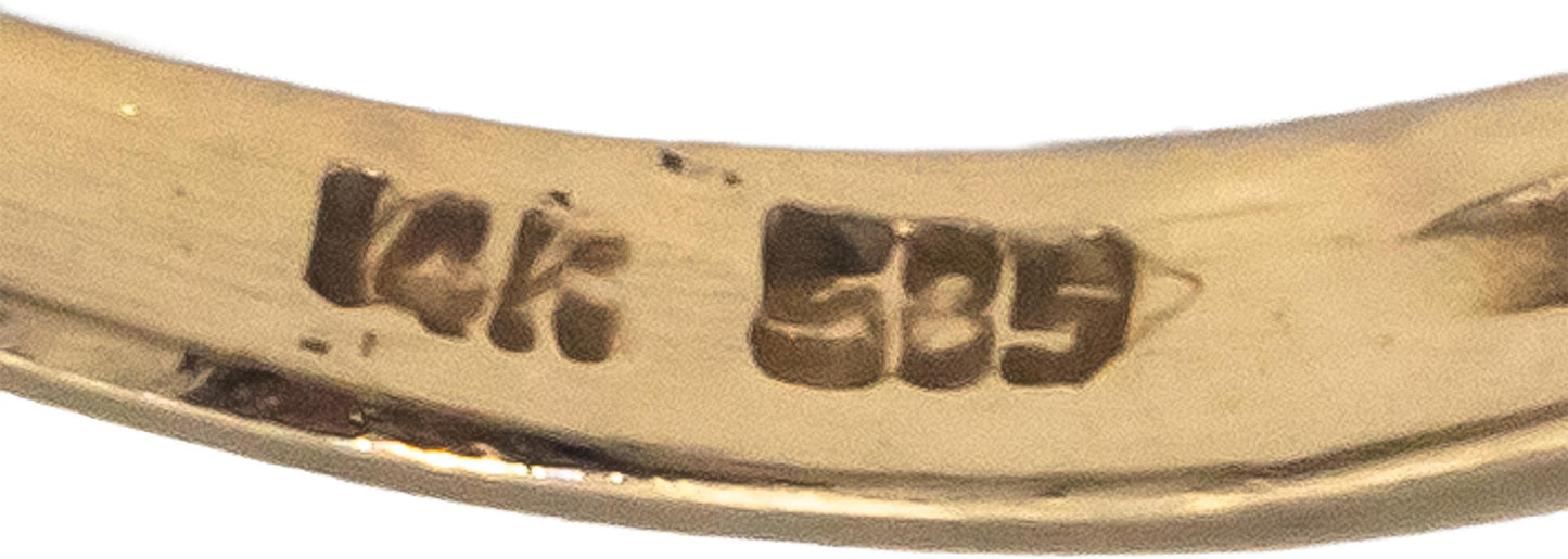 14k Yellow Gold Round Diamond and Marquise Cut Sapphire Band Ring 0.58CT Size 6