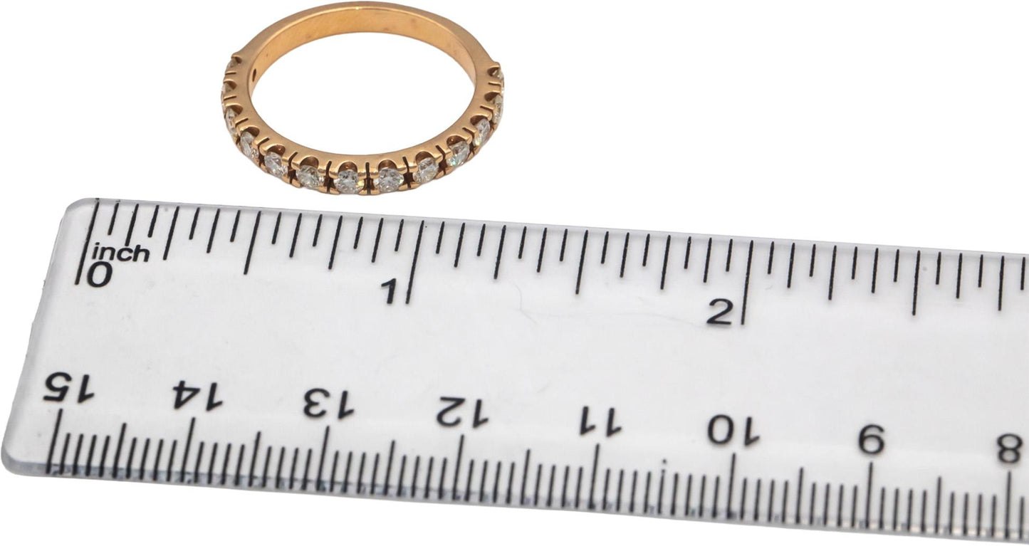 18k Rose Gold Round Diamond Half Eternity Band Ring 0.69CT Size 7.75