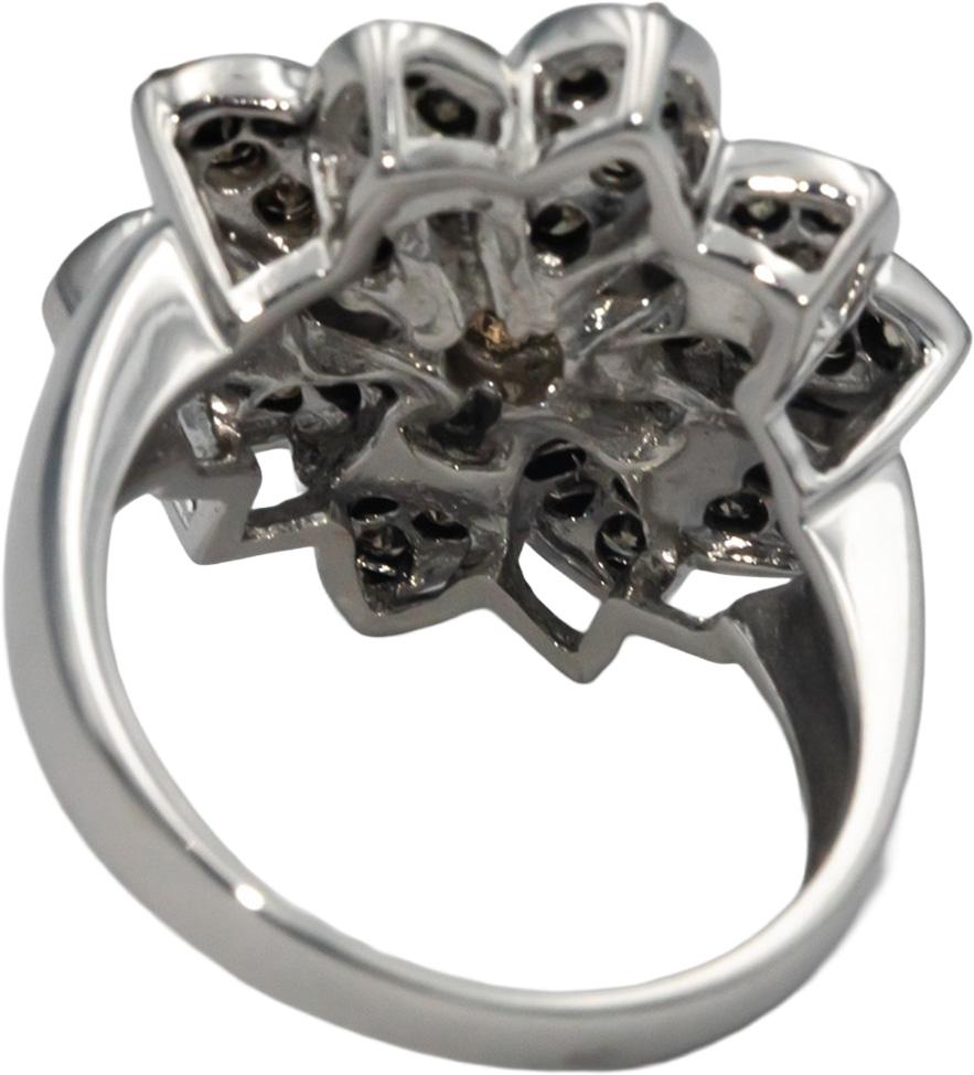 14k White Gold Jewelry 1.0CT Diamond Cluster Floral Ring Size 7.25