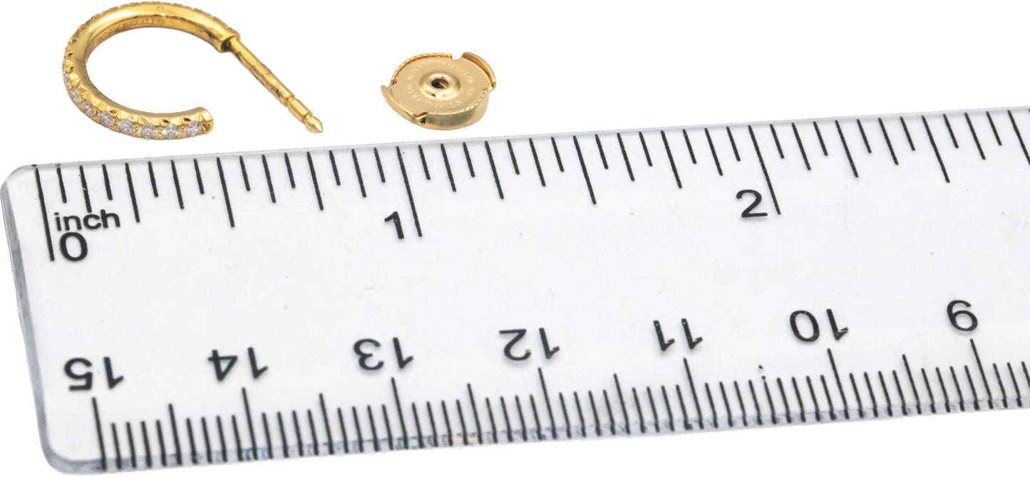 TIFFANY & CO. 18k Gold VS Diamond Metro Hoop Stud Earrings 0.30CT $4150 Retail