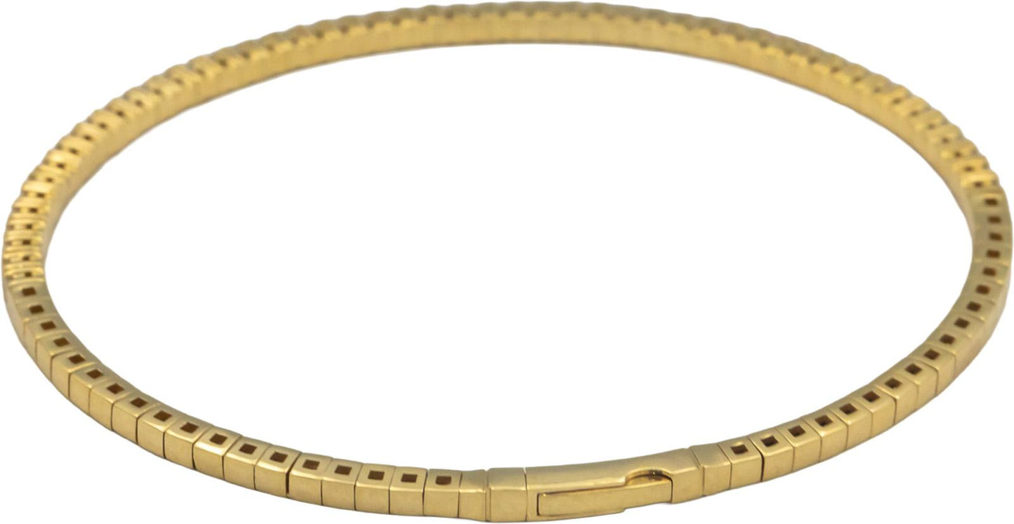 14k Gold 1.0CT VS Lab Grown Round Cut Diamond Semi-Flexible Bangle Bracelet