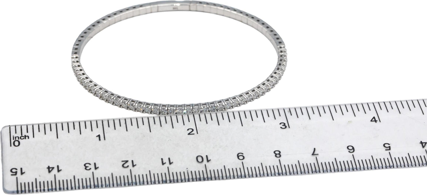 14k White Gold 1.70CT Round Cut Lab Grown Diamond Semi-Flexible Bangle Bracelet