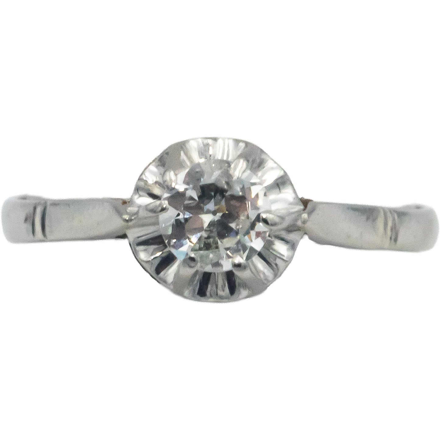 Vintage Antique Platinum 0.35CT VS Old Euro Diamond Solitaire Ring Size 6