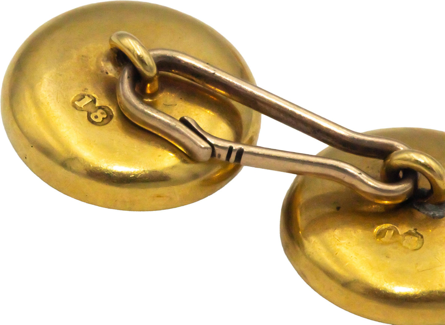 Vintage 18k Yellow Gold Lenox Reverse Crystal Enamel Horsehead Cuff Links