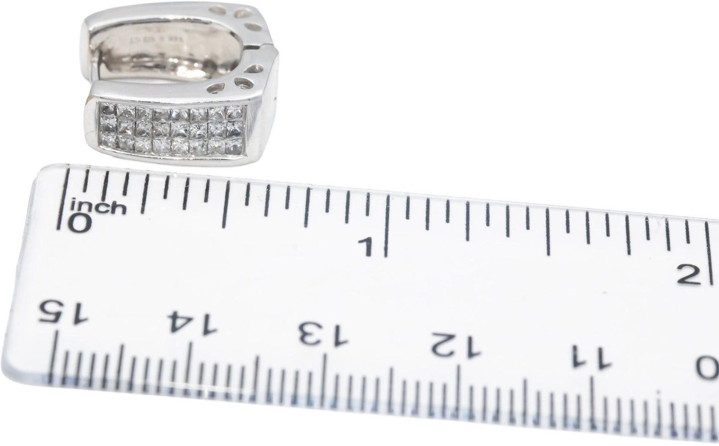 14k White Gold Jewelry Princess Cut Diamond Hoop Huggie Earrings 1.0CT