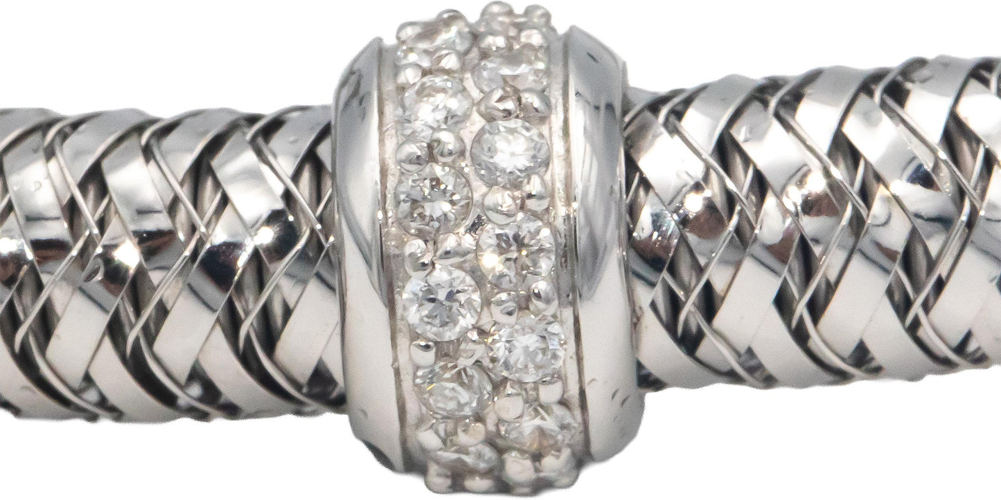 ROBERTO COIN 18k White Gold Primavera Flexible Bracelet w/ Diamond Station