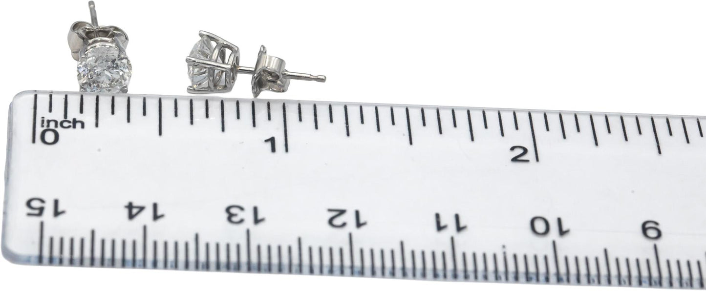 18k White Gold Jewelry Round Natural Diamond Stud Earrings 1.49CT