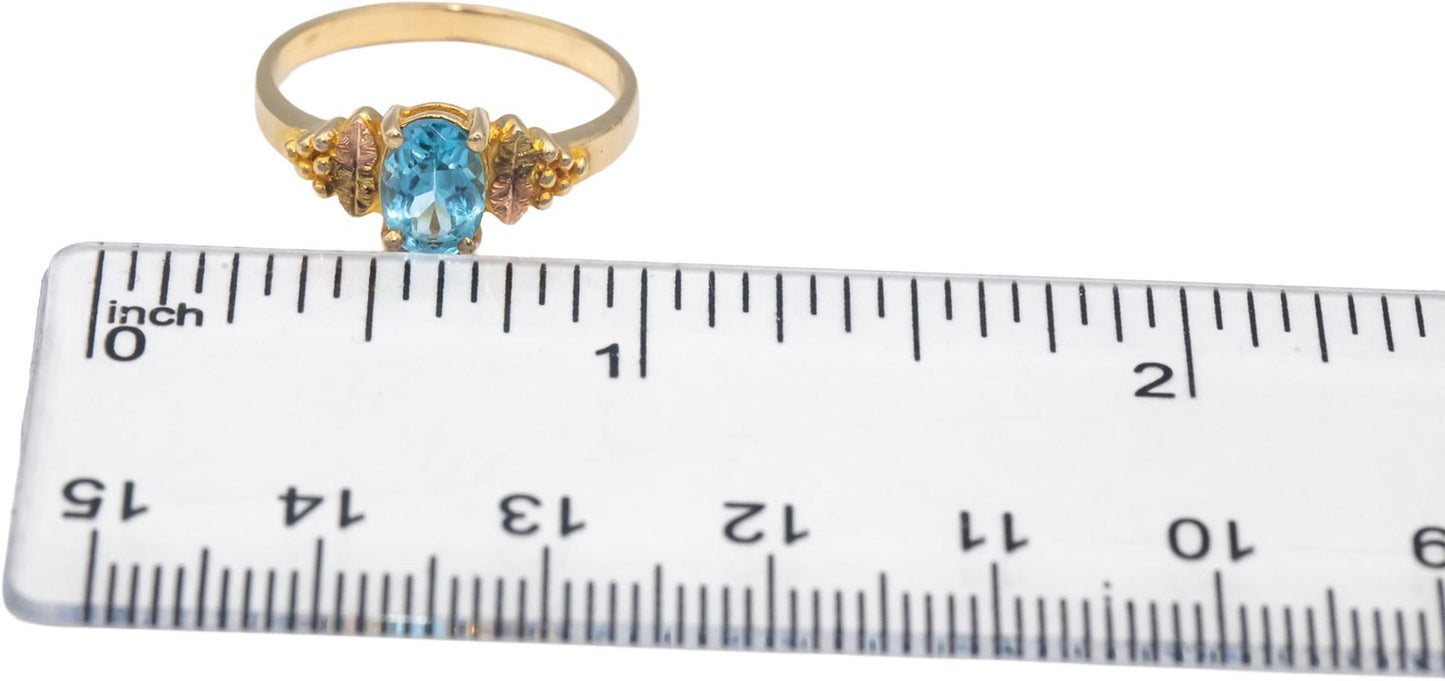 10k Yellow Gold Oval Cut Blue Topaz Solitaire Cocktail Ring 0.75CT Size 6.25