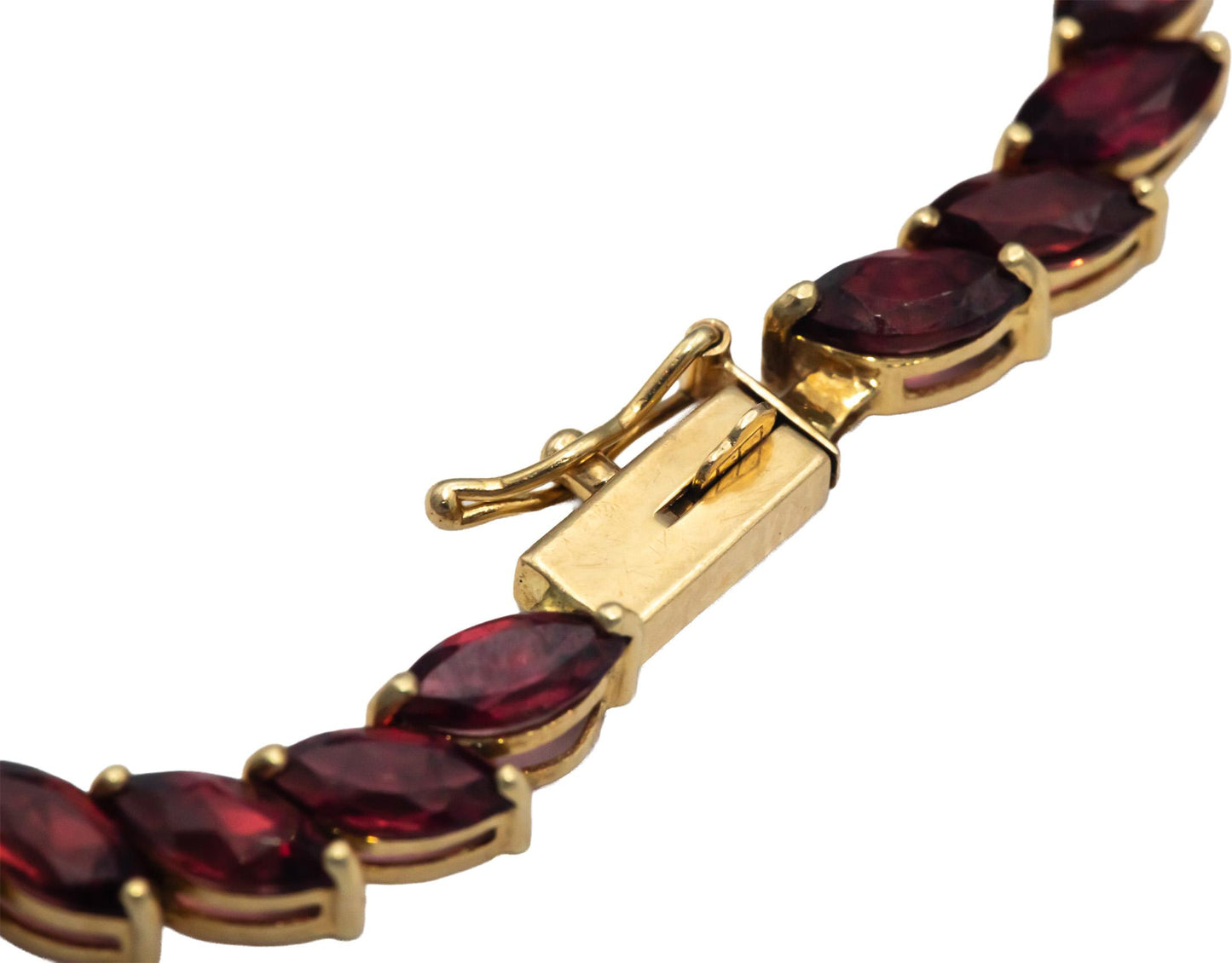 14k Yellow Gold 10.0CT Marquise Garnet Prong Set Line Bracelet