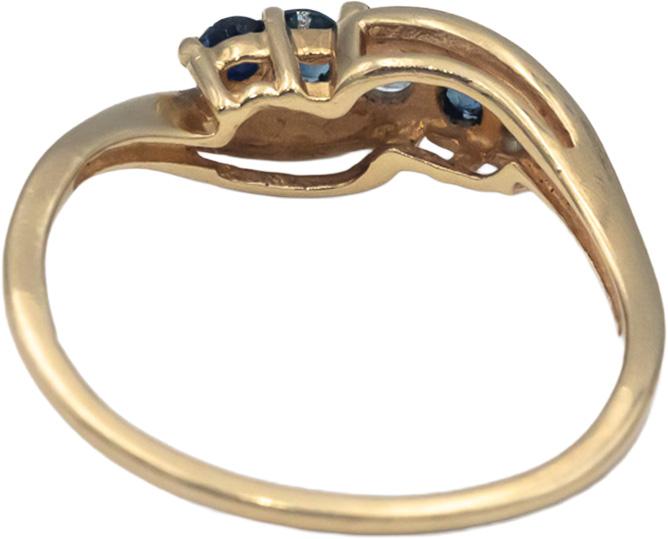 14k Yellow Gold 0.35CT Round Cut Blue Sapphire Band Ring Size 7