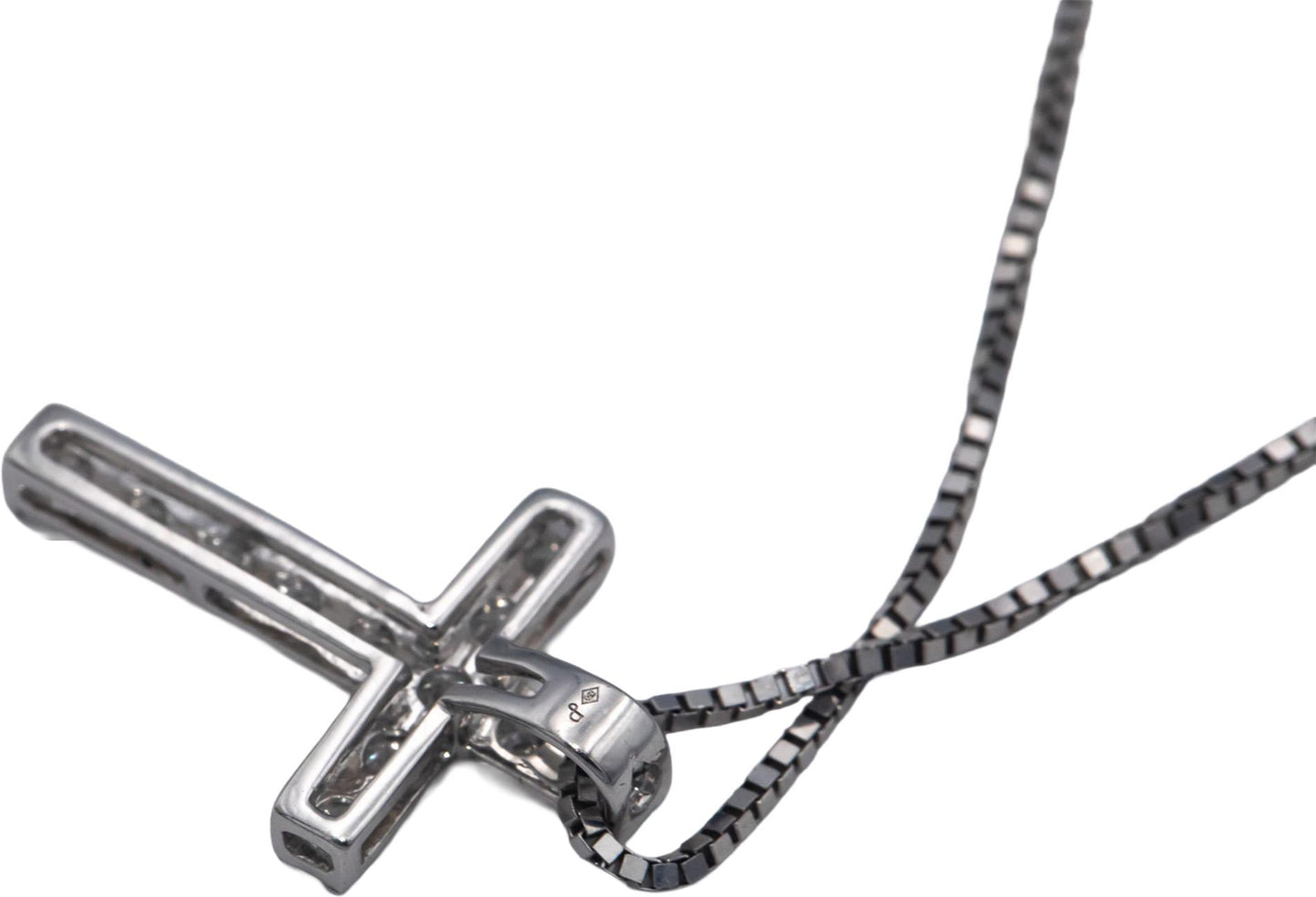 14k White Gold 0.50CT Round Cut Diamond Cross Crucifix Pendant Necklace