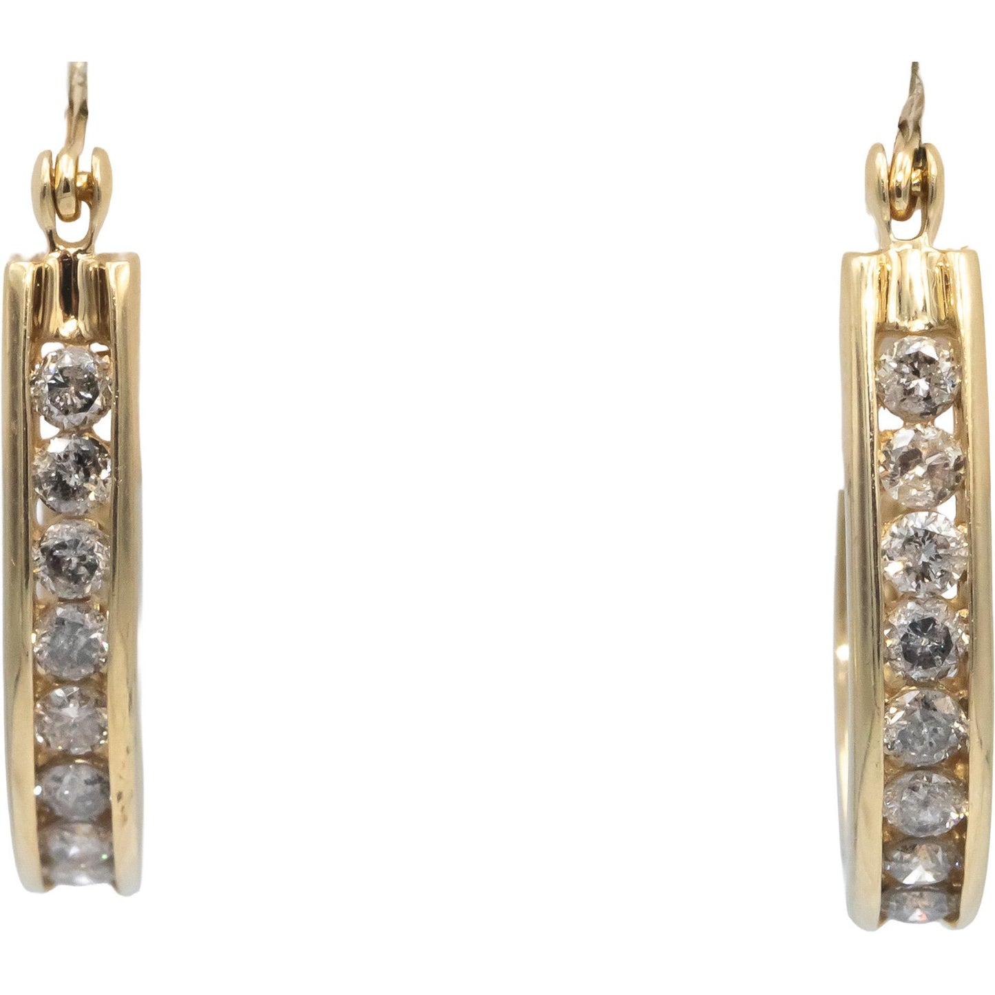 14k Yellow Gold Jewelry Round Cut Channel Set Hoop Earrings 0.75CT