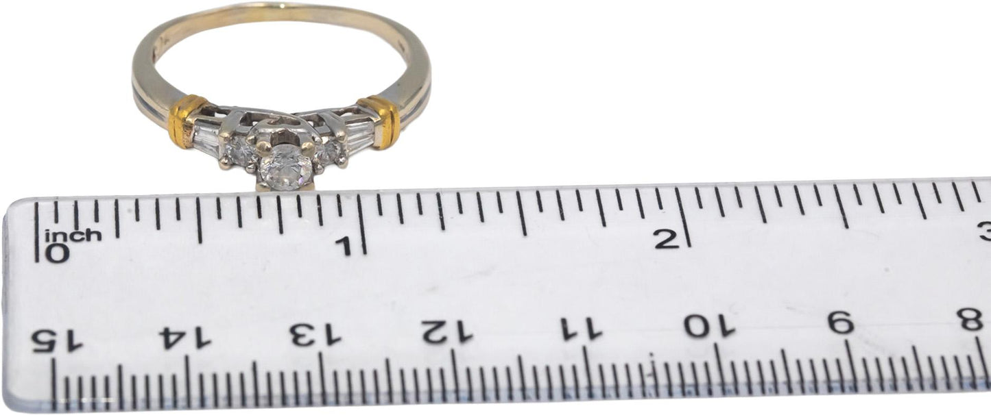14k White & Yellow Gold Diamond Engagement Ring .50CT w/ .25CT Center Sz. 11