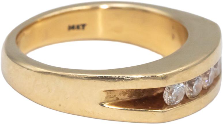 14k Yellow Gold Round Cut Channel Set Diamond Men's Band Ring 0.45CT Size 7.75