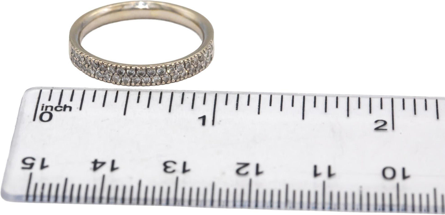 14k White Gold Round Diamond Two Row Band Ring 0.50CT Size 7.75