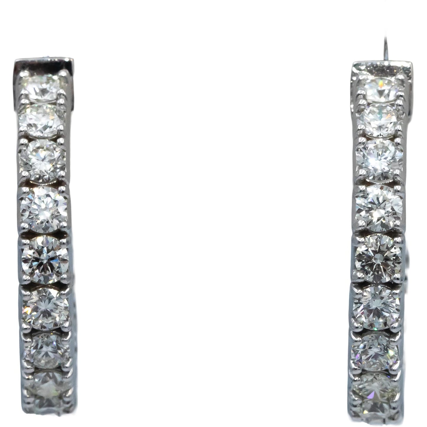 18k White Gold Round Diamond Inside Out Oval Hoop Earrings 10.58CT