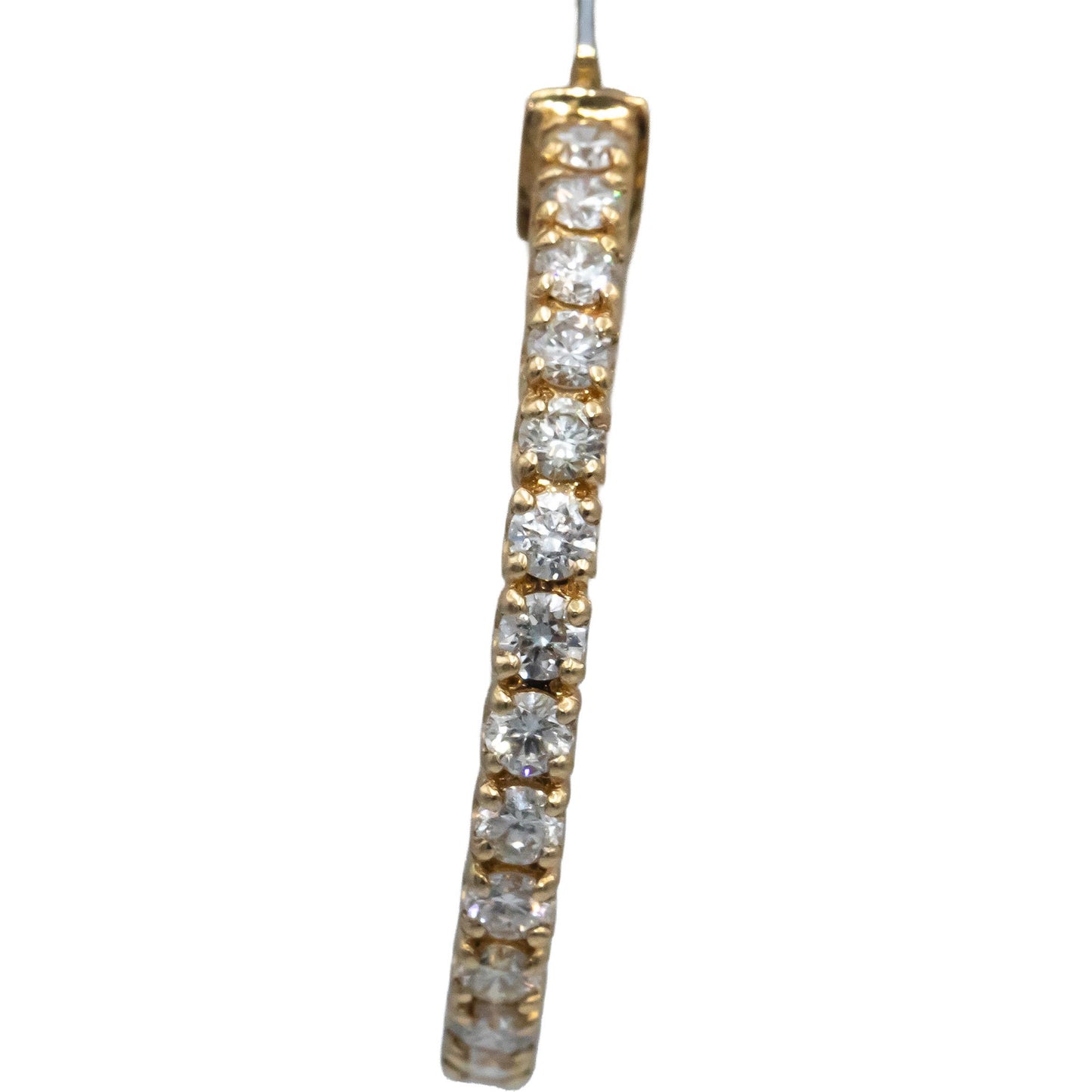 14k Gold VS Round Bezel Set Diamond Inside Out Circle Hoop Earrings 1.50CT