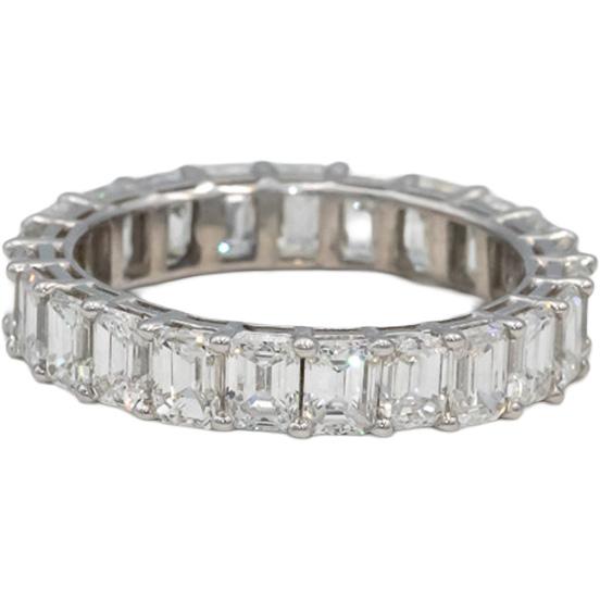 18k White Gold VS Emerald Cut Diamond Eternity Band Ring 4.25CT Size 6.5