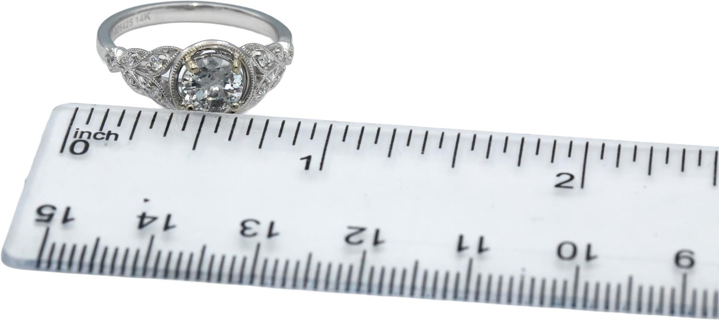 Vintage Antique 14k White Gold Diamond Engagement Ring 0.85CT w/ 0.75CT Center