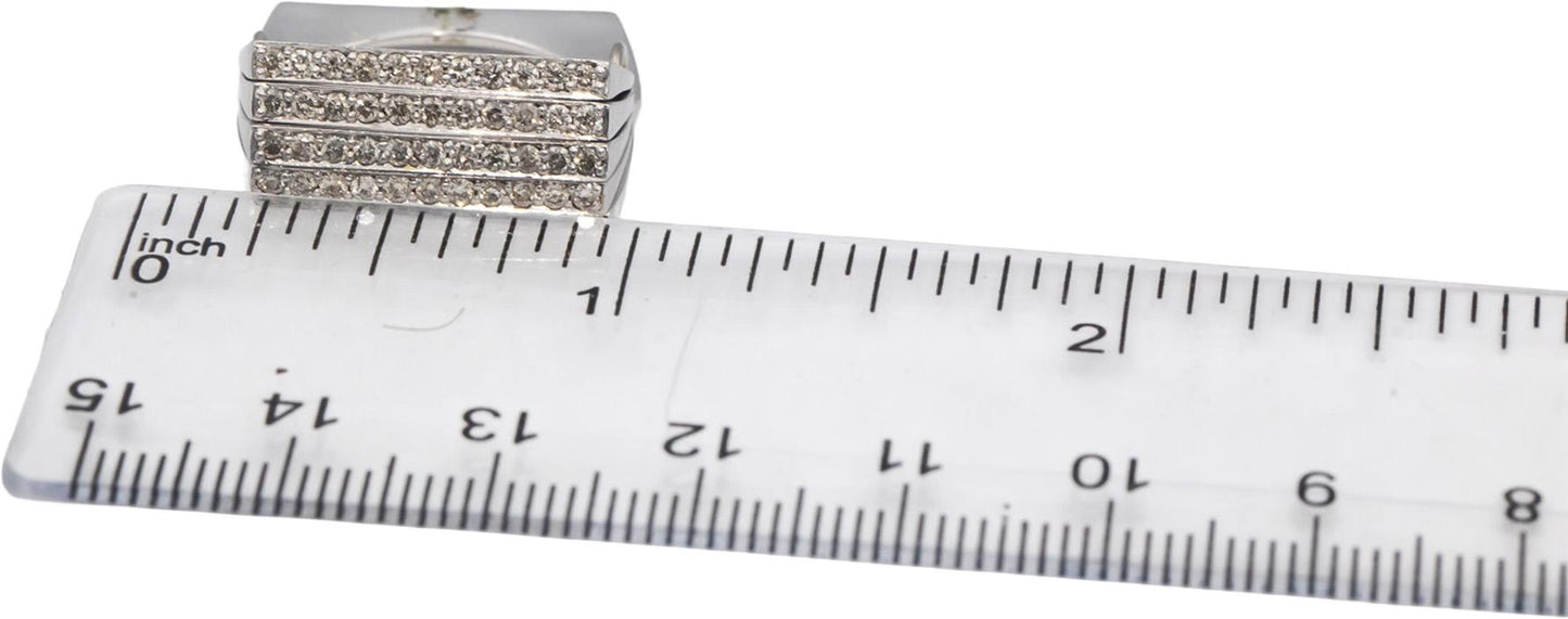 14k White Gold Round Diamond Geometric Multi-Band Ring 0.80CT Size 6.5