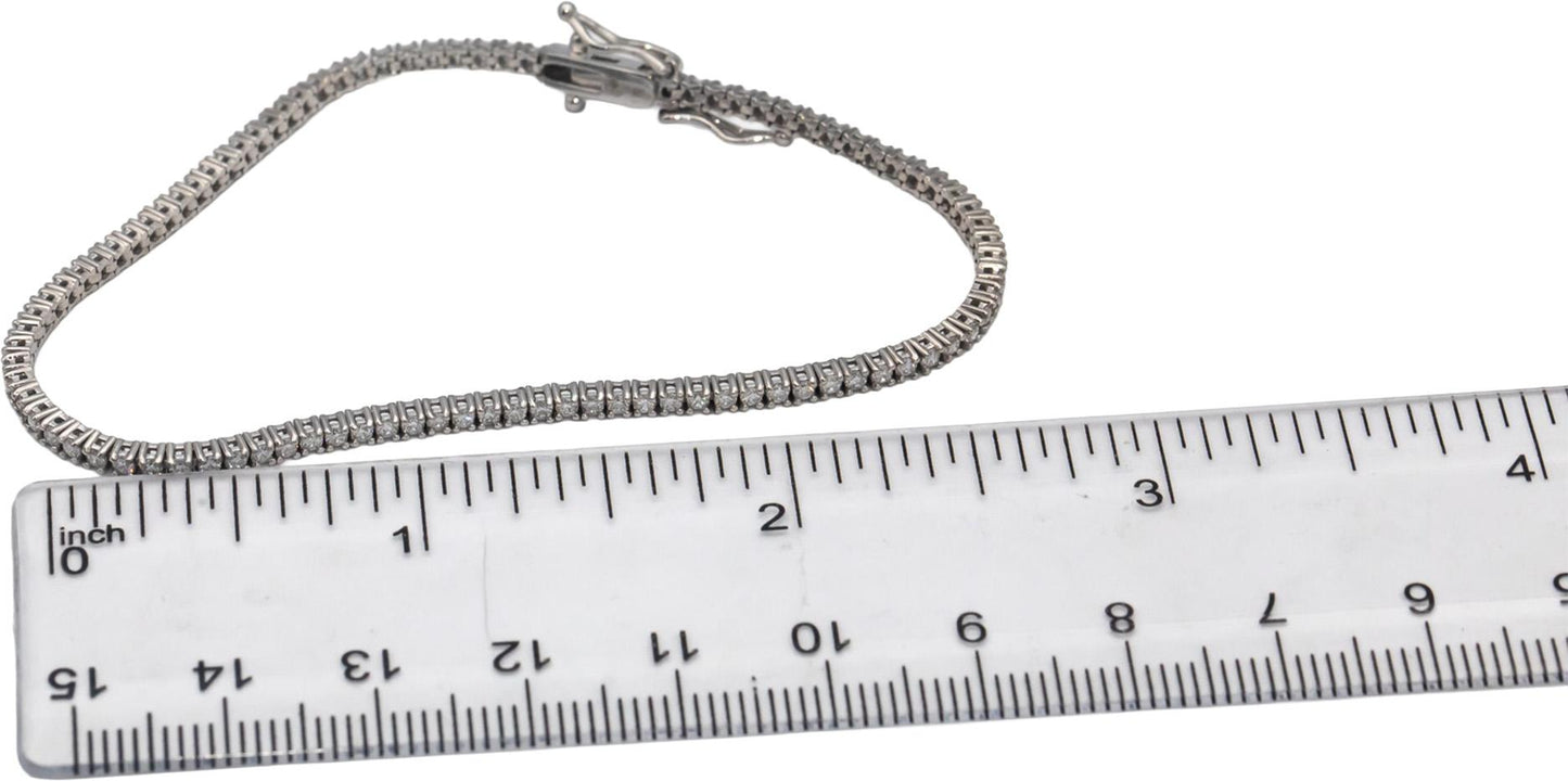 14k White Gold Round Diamond Tennis Bracelet 1.61CT