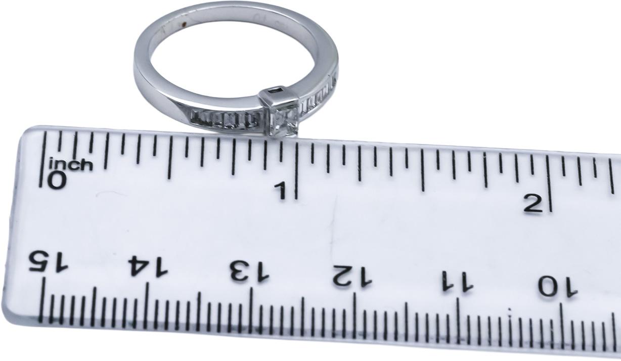 18k White Gold VS Emerald & Baguette Cut Diamond Ring 0.75CT Size 7