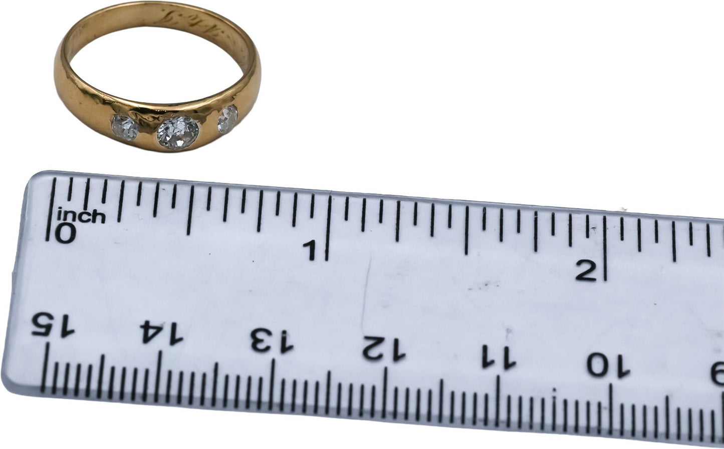 TIFFANY & CO. Vintage 18k Gold VS Old Euro Cut Diamond Three Stone Ring 0.50CT
