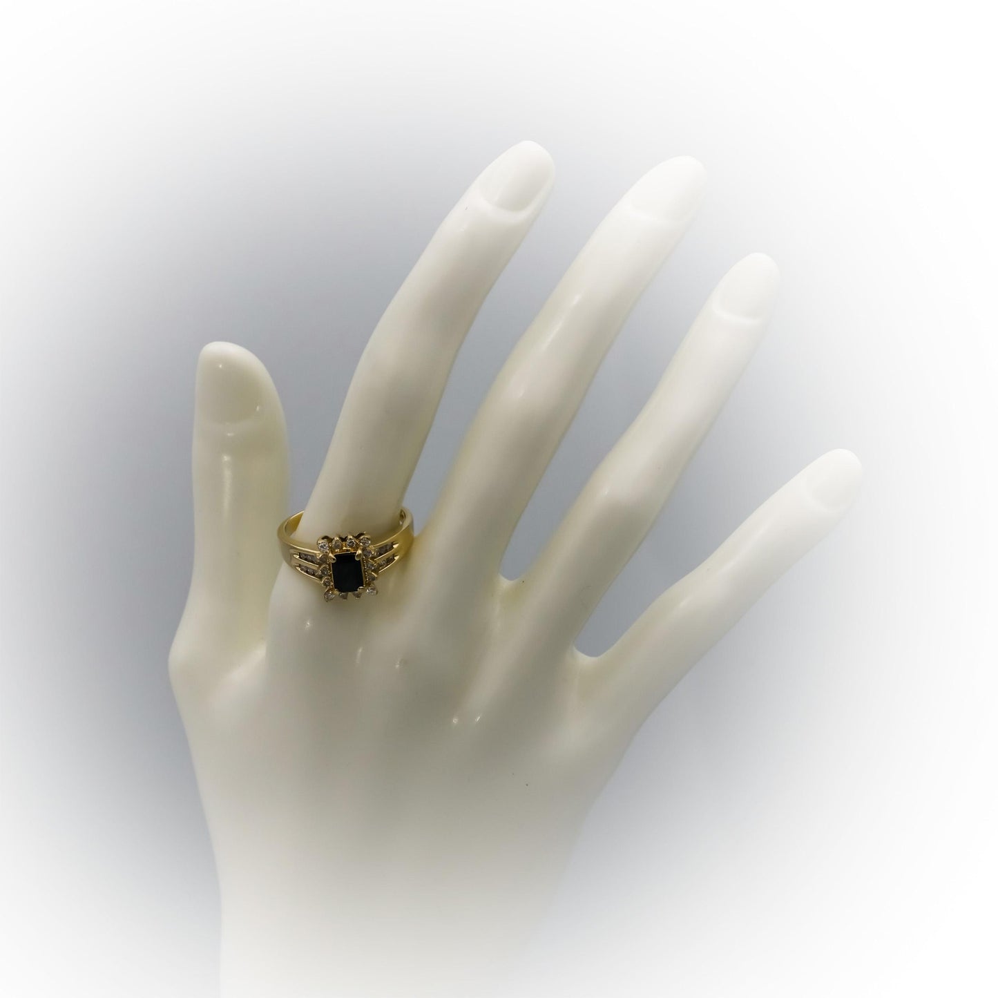 14K Yellow Gold Diamond and Sapphire Cocktail Ring 1.30CT Size 9.75
