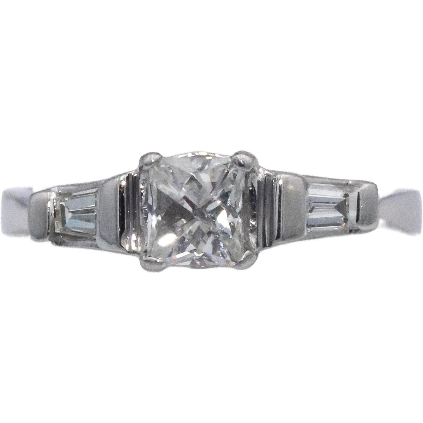 Platinum & 18k Gold 1.15CT Diamond Three Stone Ring w/ .95CT Center Size 8
