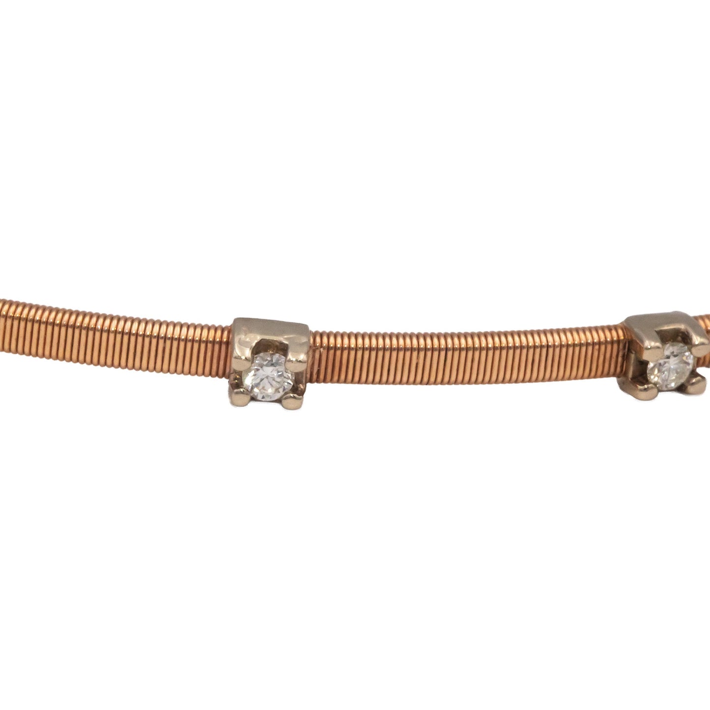 Italy 14k Rose Gold 0.15CT VS Round Cut Diamond Five Stone Bracelet