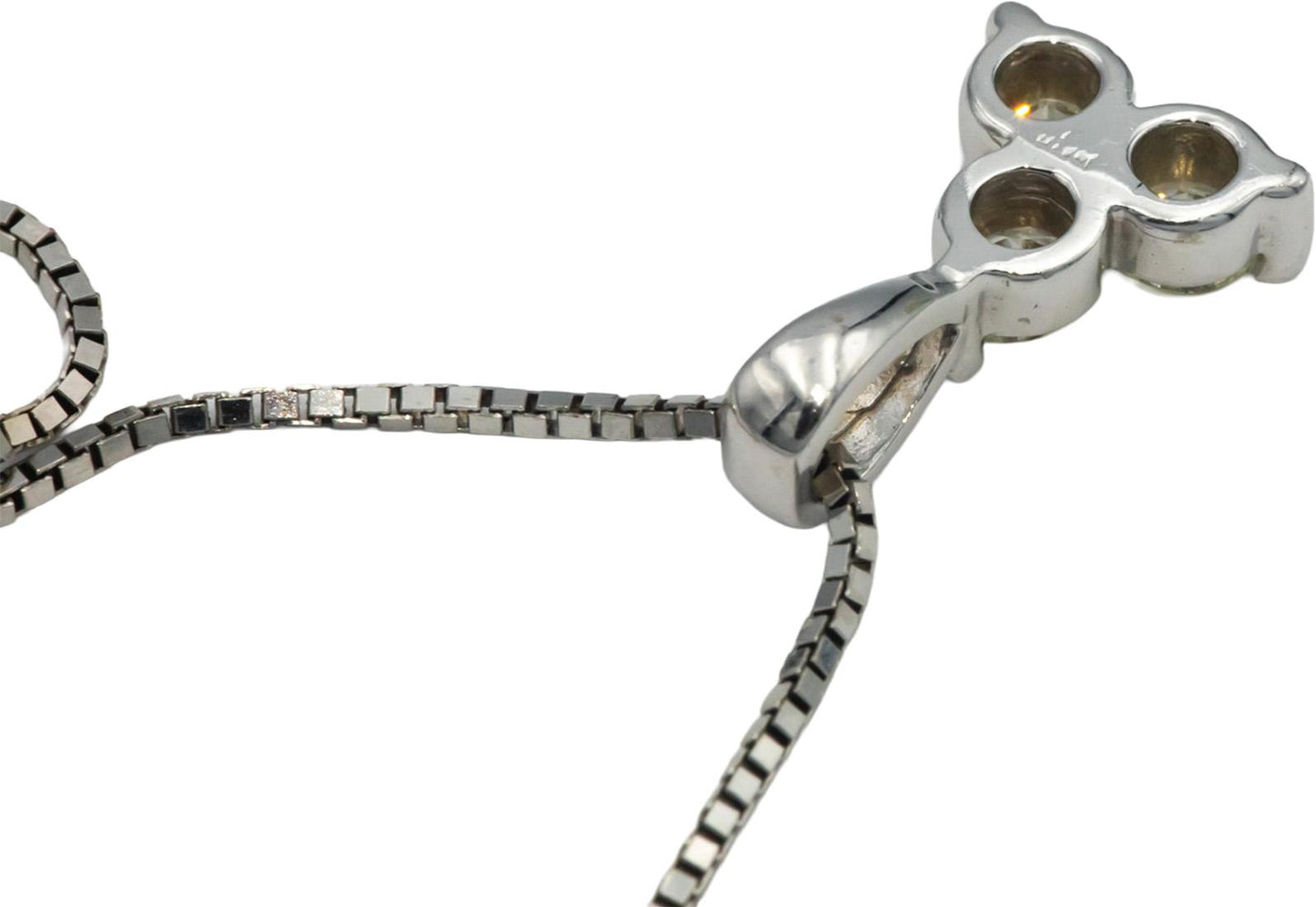 14k White Gold 0.50CT Diamond Three Stone Pendant Necklace