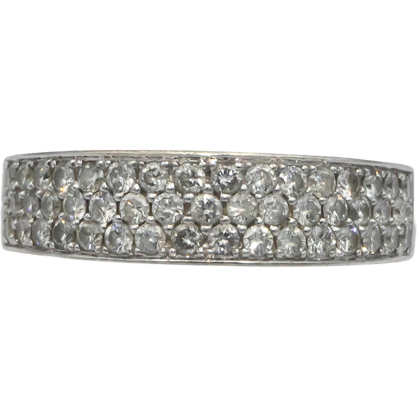 14k White Gold 0.91CT Diamond Pave Wedding Band Ring w/ Filigree Sides Size 7