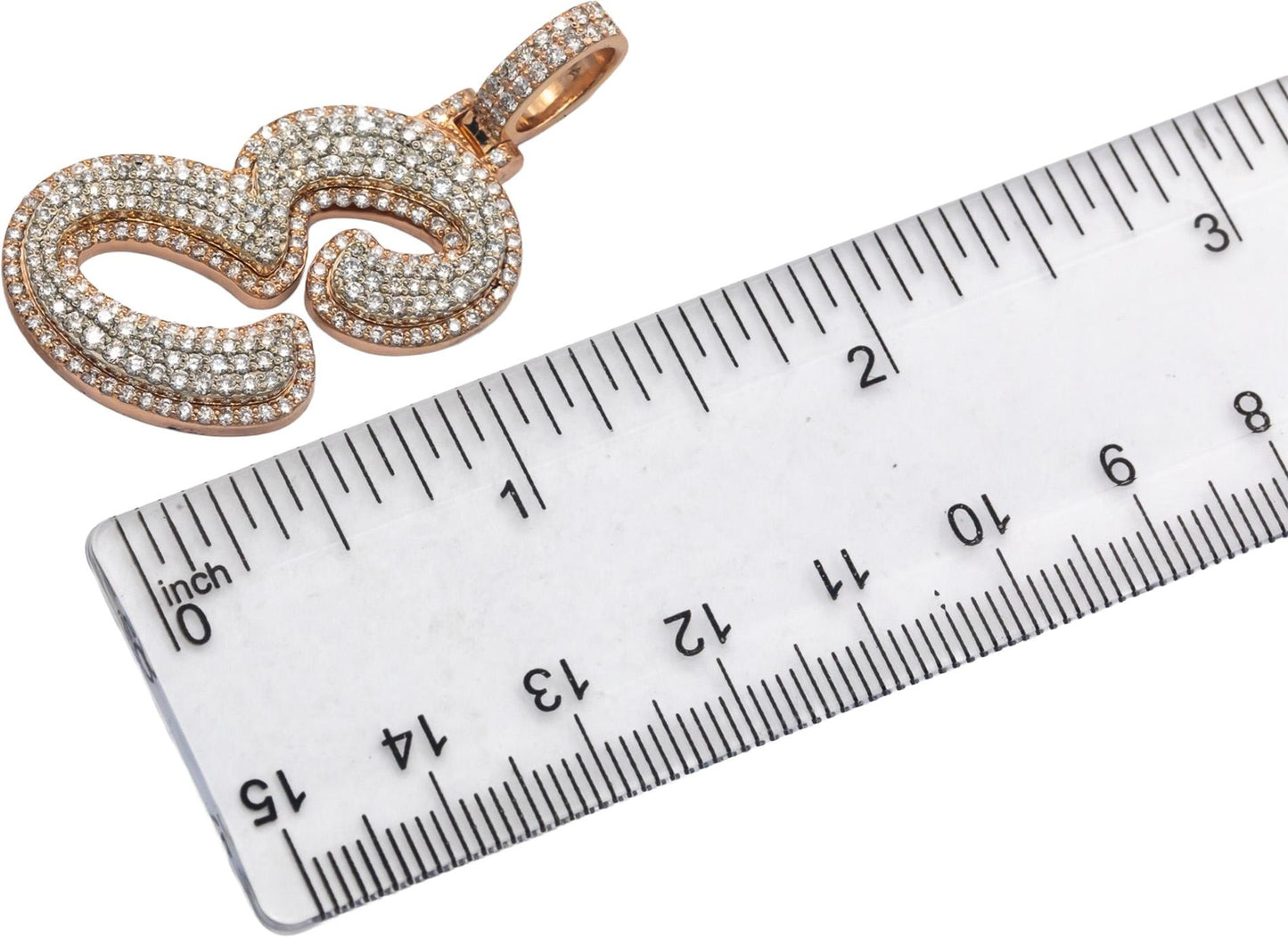 10k Rose Gold Jewelry Round Diamond Letter "E" Pendant 2.31CT