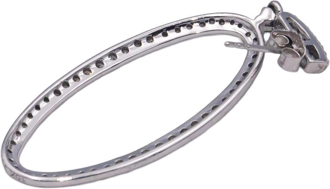 10k White Gold 1.30CT Round Cut Diamond Oval Hoop Dangle Stud Earrings