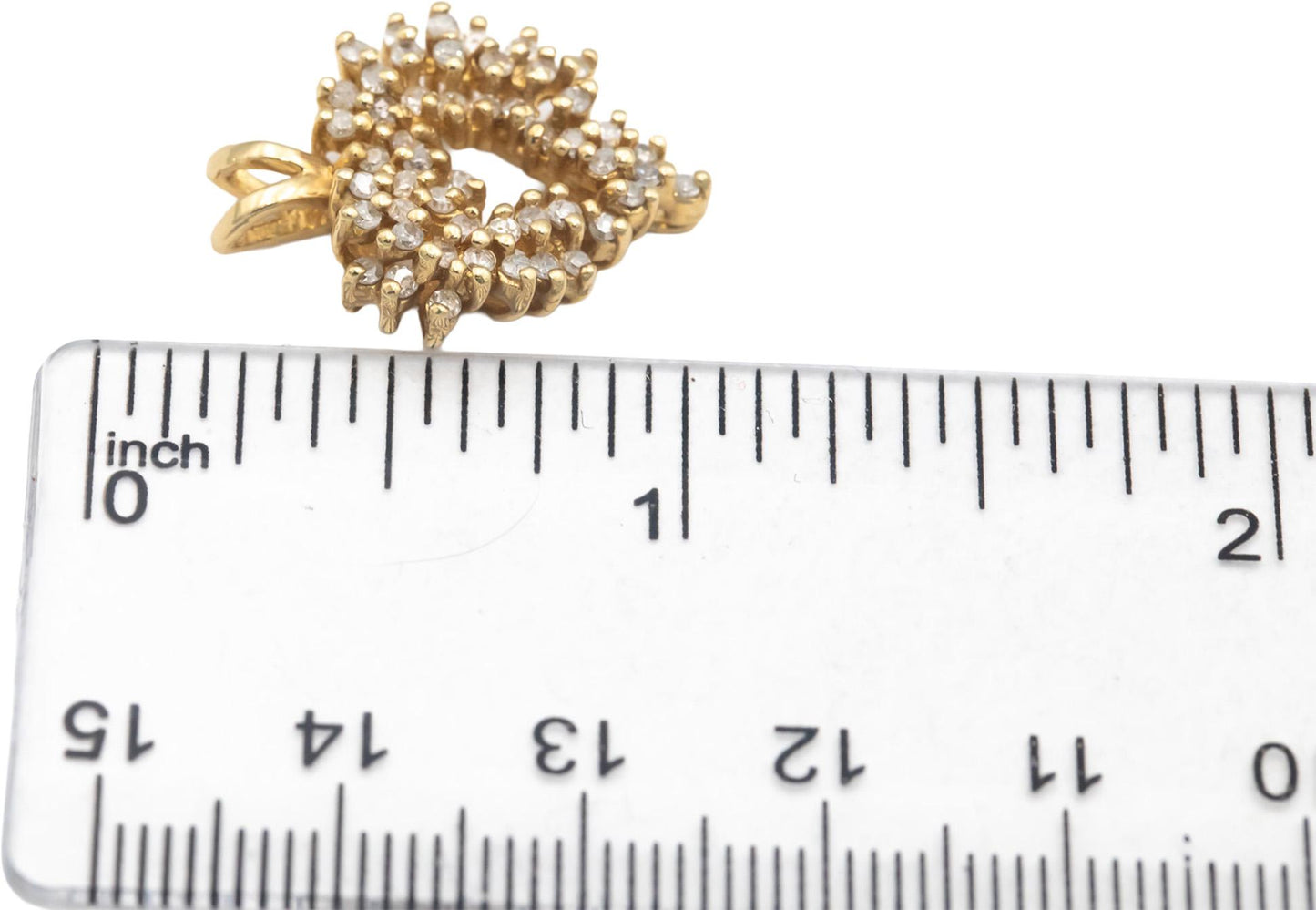 14k Yellow Gold 0.75CT Round Cut Diamond Cluster Heart Pendant