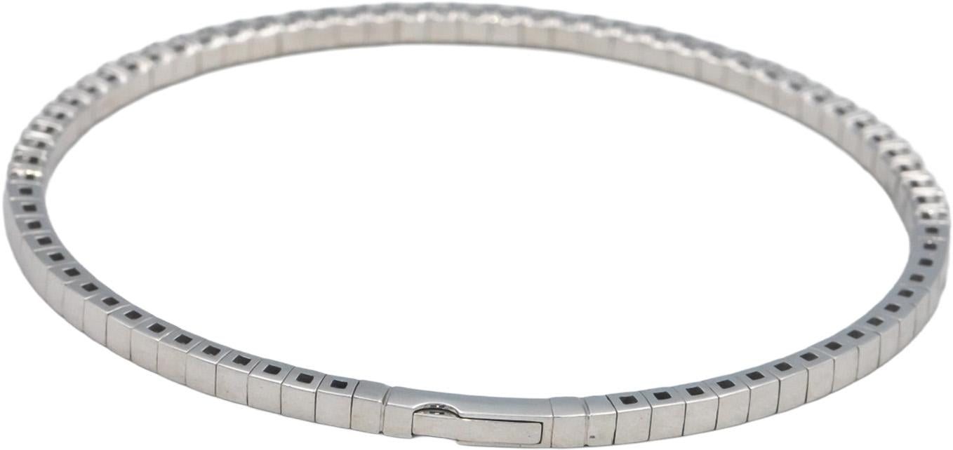 14k White Gold 1.70CT Round Cut Lab Grown Diamond Semi-Flexible Bangle Bracelet