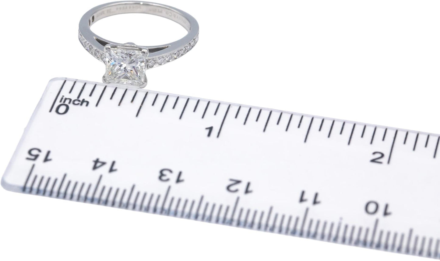 $18500 TIFFANY & CO Platinum Princess H/VVS1 Diamond Engagement Ring 1.31CT