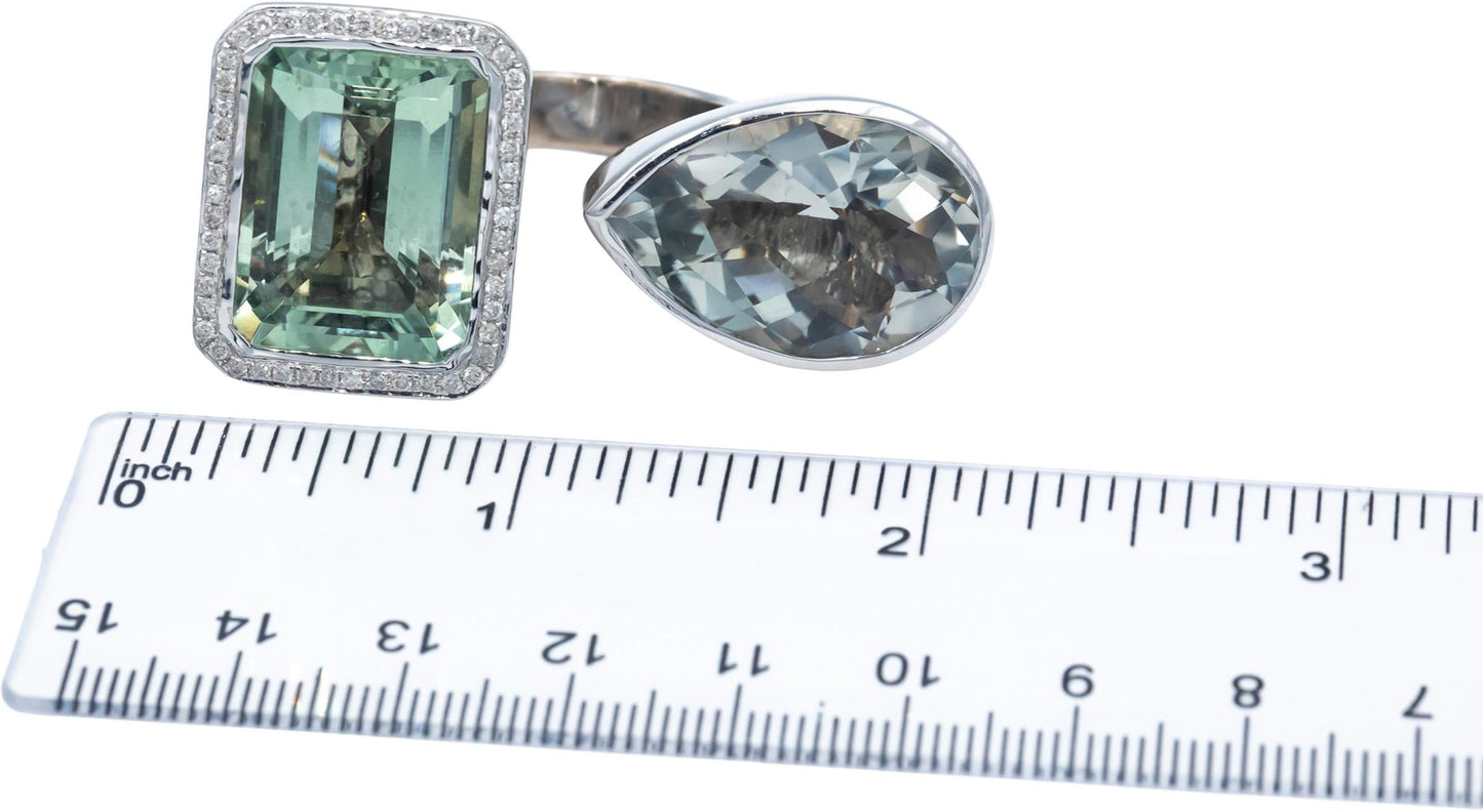 CGL 18k White Gold Amethyst and Diamond Jumbo Ring 42.55CT Size 7 - $7460 Retail