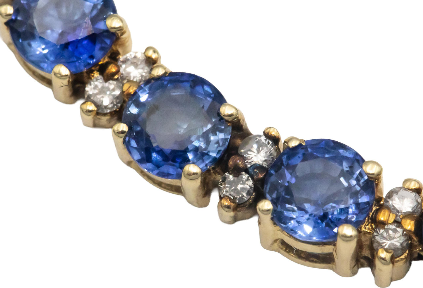 CGL Certified 14k Yellow Gold Diamond & Blue Sapphire Tennis Bracelet 8.90CT
