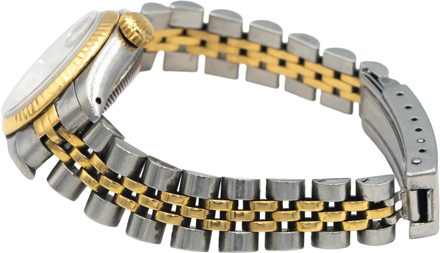 ROLEX Stainless Steel 18k Gold 69173 Lady-Datejust Mother of Pearl Diamond Watch