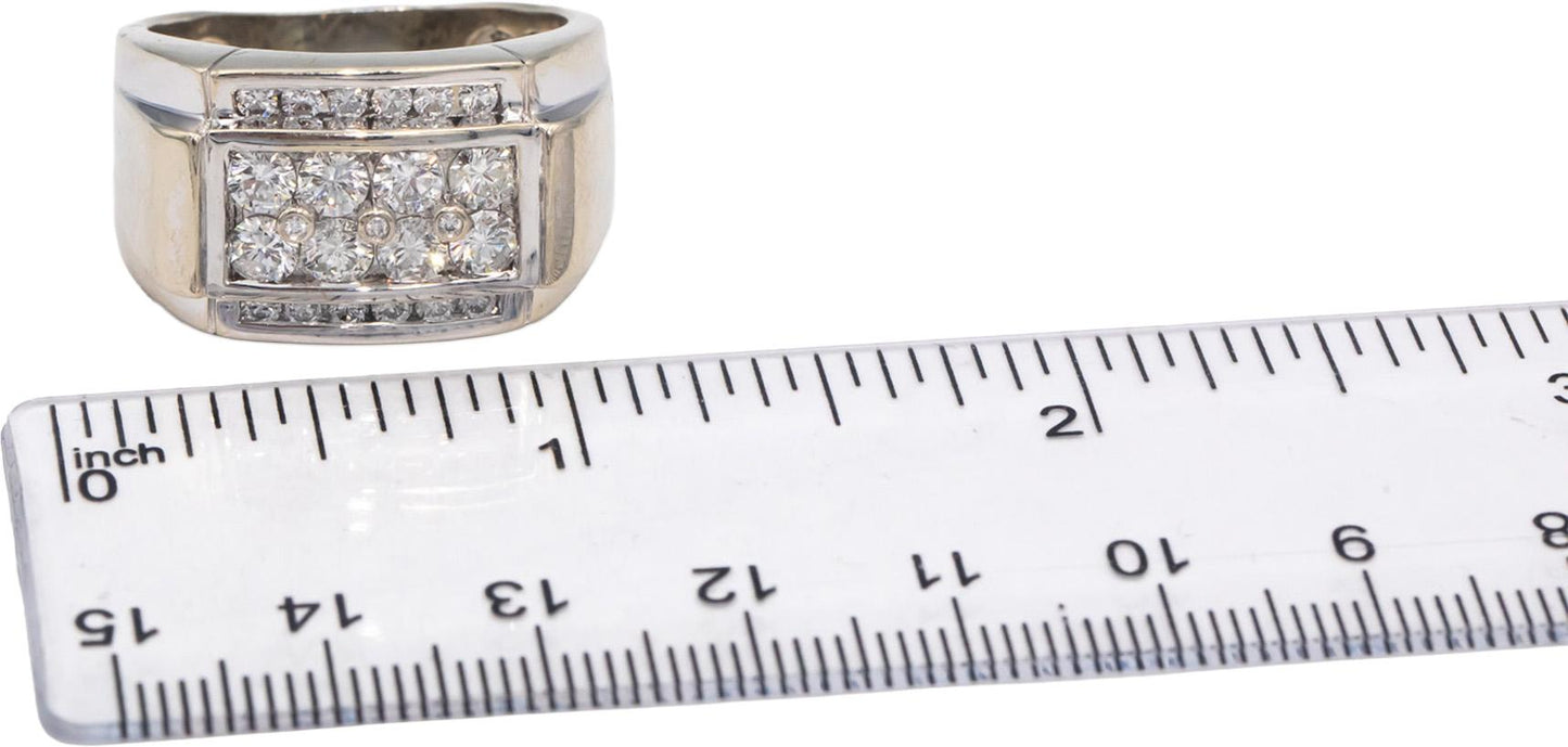 14k White Gold Round Cut VS Diamond Men's Ring 1.50CT Size 11.25