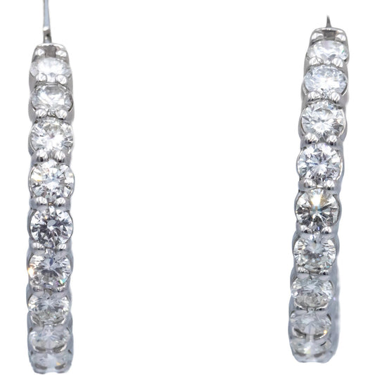 14k White Gold Lab Grown Round Diamond Inside Out Hoop Earrings 9.0CT