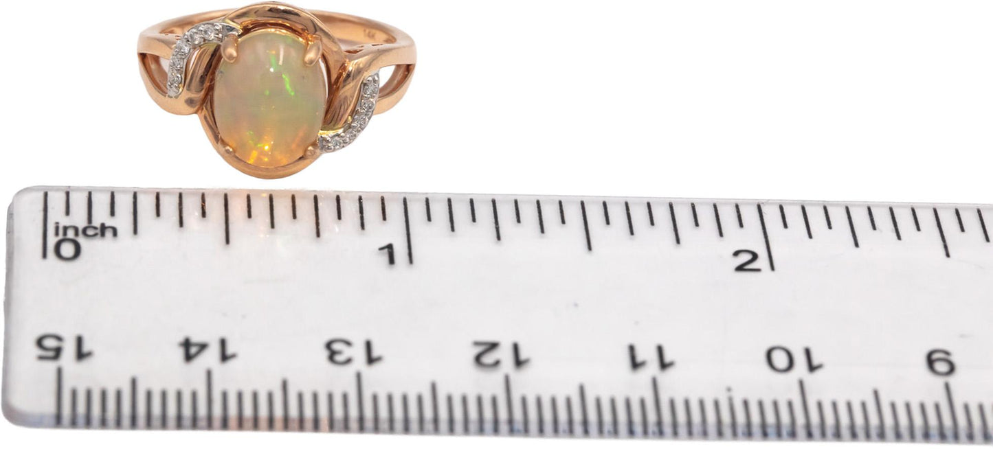 LE VIAN 14k Rose Gold Opal and Diamond Cocktail Ring 2.07CT Size 7