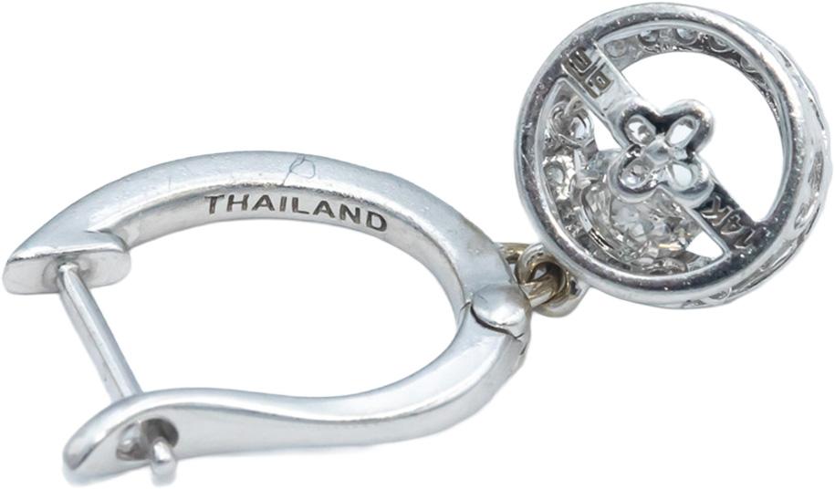 EFFY 14k White Gold Jewelry Round Diamond Dangle Earrings 1.0CT