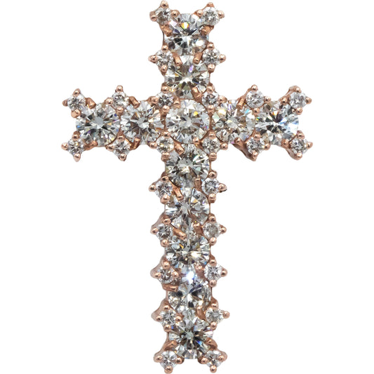 14k Rose Gold Jewelry Round Diamond Cross Crucifix Pendant 4.57CT
