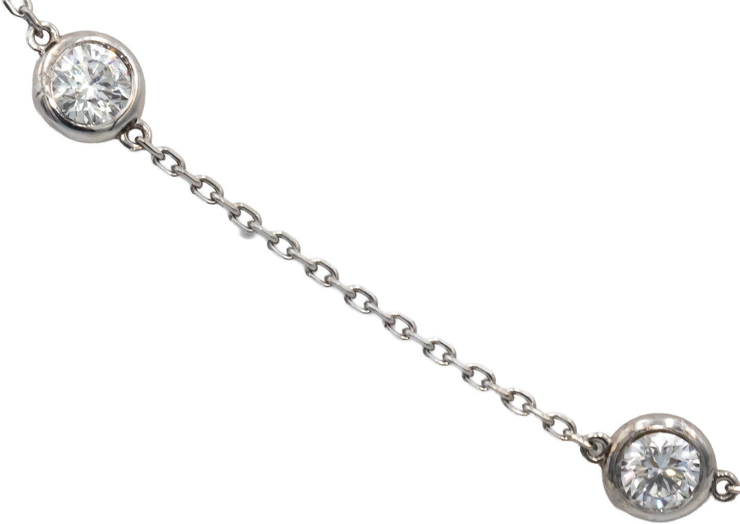 14k White Gold VS Round Bezel Set Diamond By The Yard Necklace Chain 1.50CT