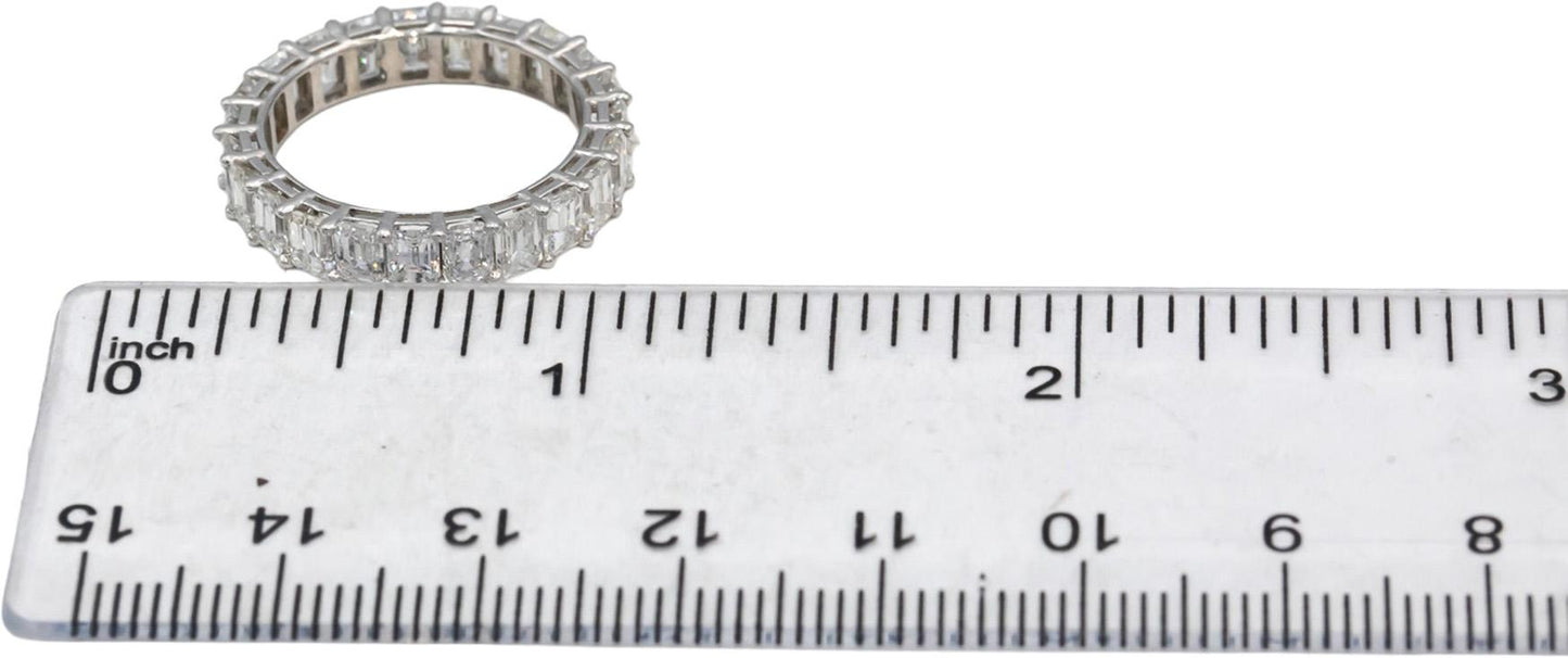 18k White Gold VS Emerald Cut Diamond Eternity Band Ring 4.25CT Size 6.5