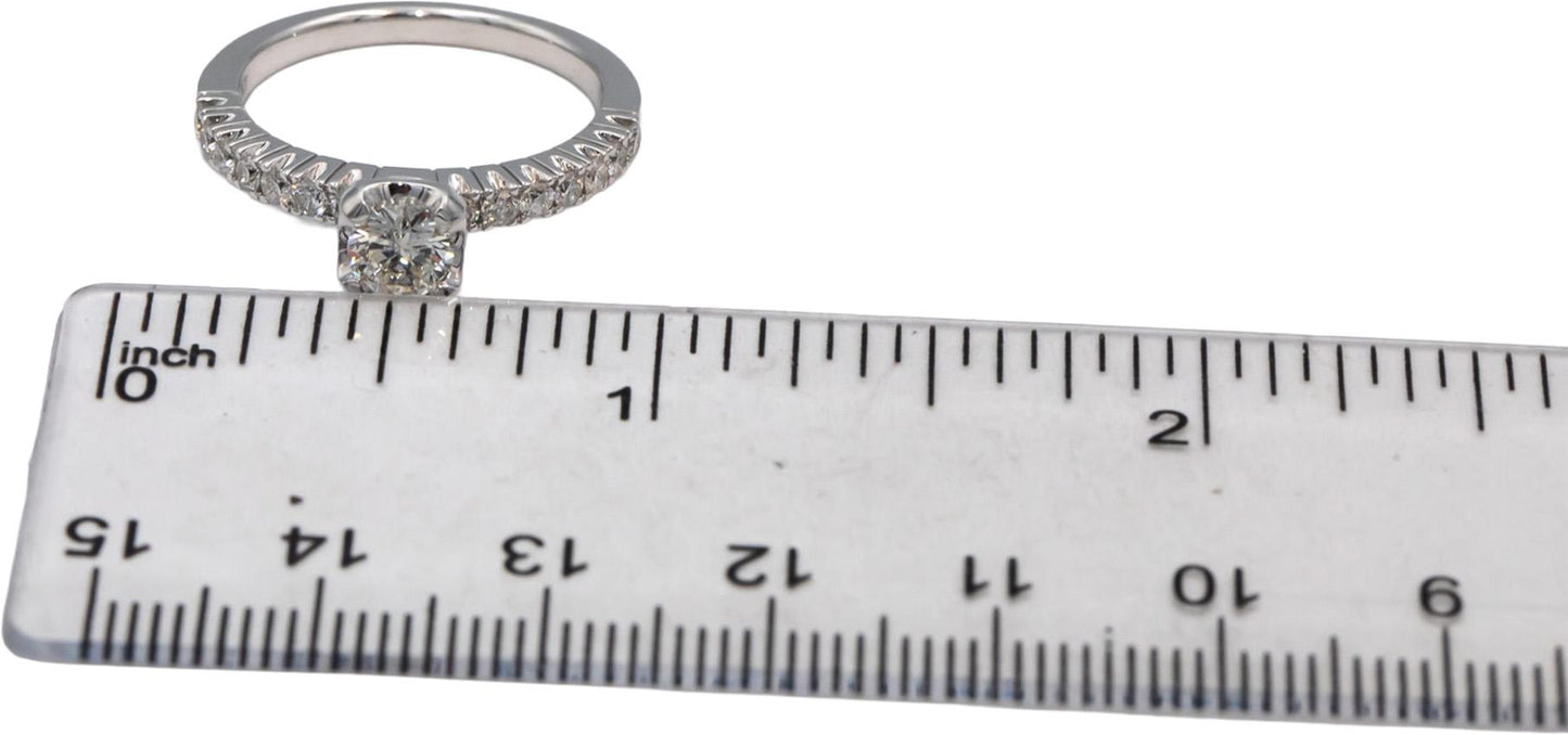 14k White Gold Round Diamond Engagement Ring 0.90CT w/ 0.45CT Center Size 7