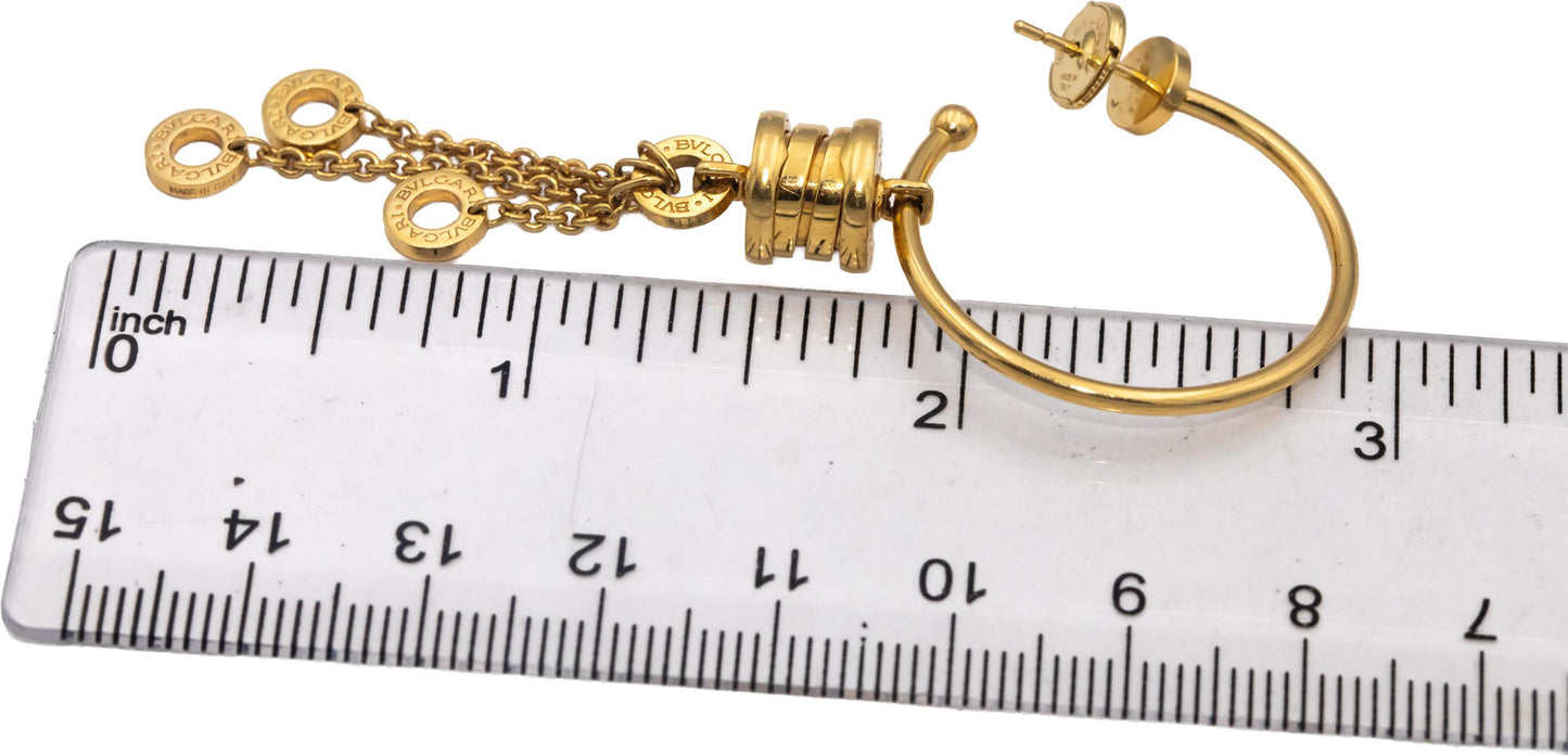 BVLGARI 18k Yellow Gold B.zero1 Dangling Drop Hoop Earrings