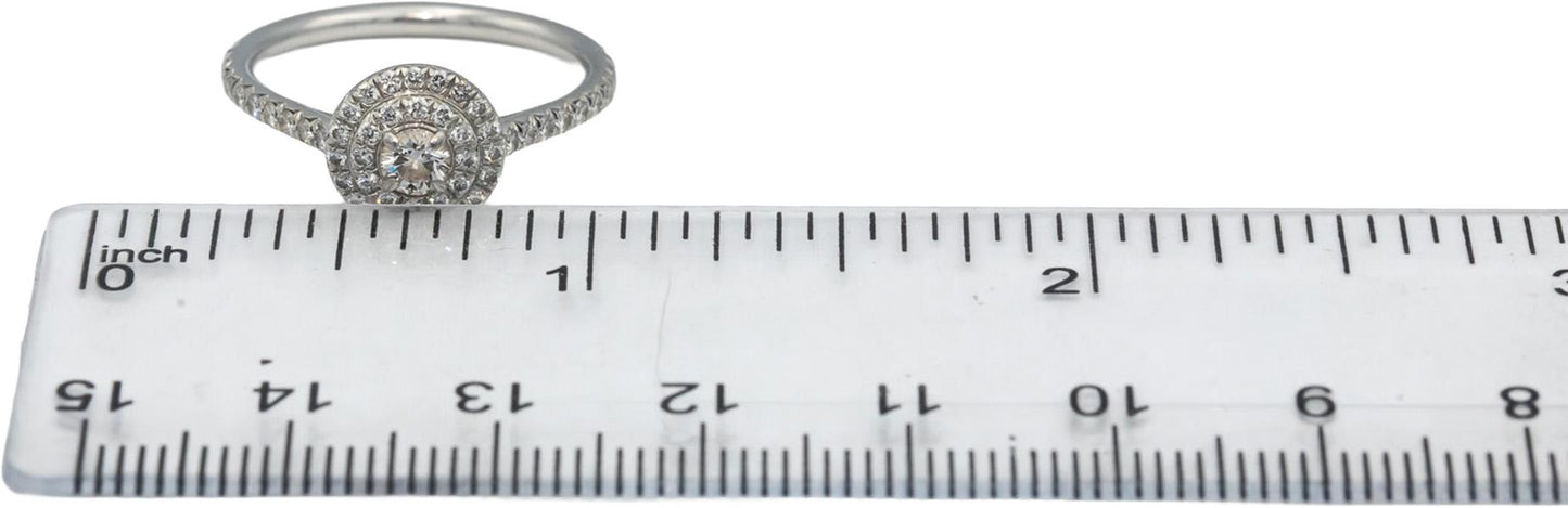 TIFFANY & CO. Platinum Diamond Soleste Double Halo Ring .65CT w/ .19CT Center